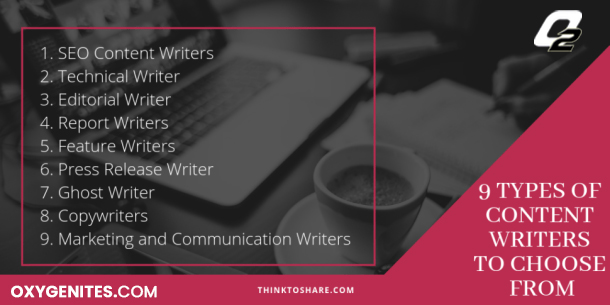 9 types of content writers to choose from