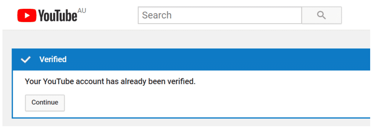 Youtube verification confirmation